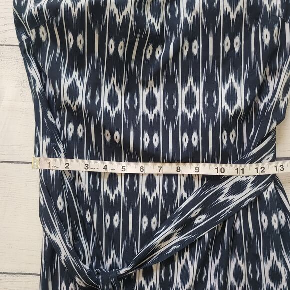 Athleta Size 8 Navy and White Ikat Strapless Anywhere Mini Dress Geometric - Picture 7 of 9